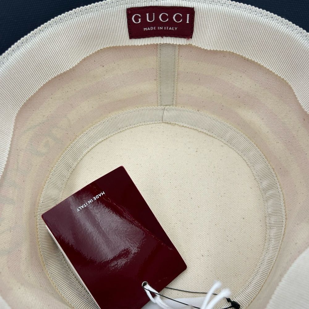 Women's Gucci, striped canvas, bucket, hat, size large made in Italy - Picture 6 of 8